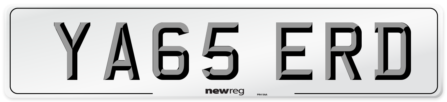 YA65 ERD Number Plate from New Reg
